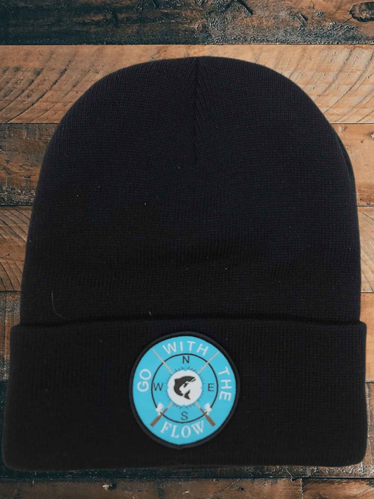 Go With the Flow Beanie – Compass Patch Knit Hat