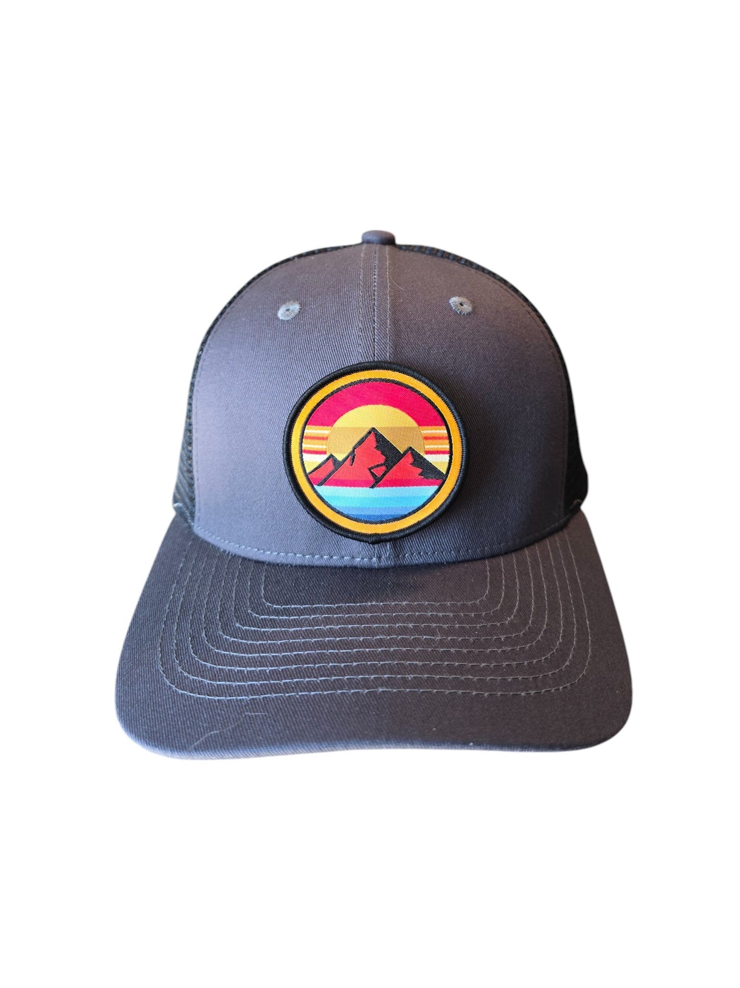 Vintage Mountain Sunset Trucker Hat Vibrant Adventure Snapback
