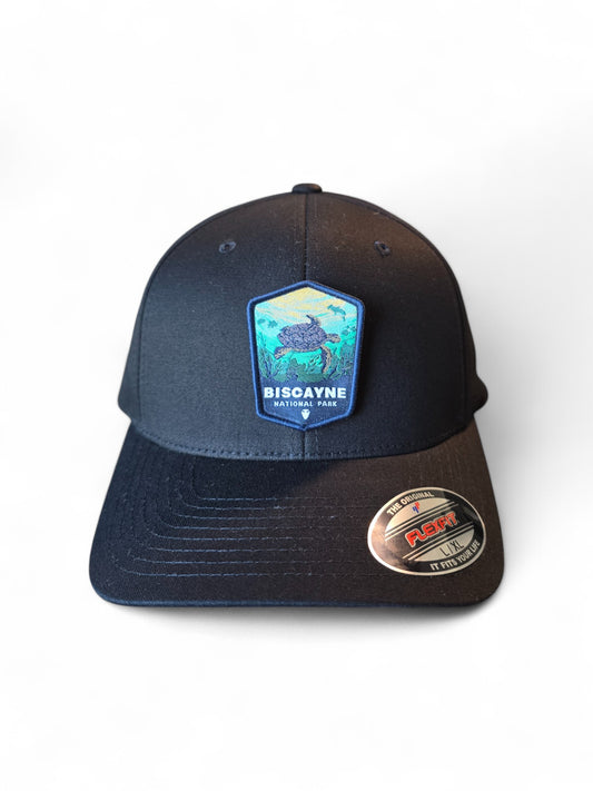 Biscayne National Park Flexfit Hat – Black Fitted Cap with Sea Turtle Patch