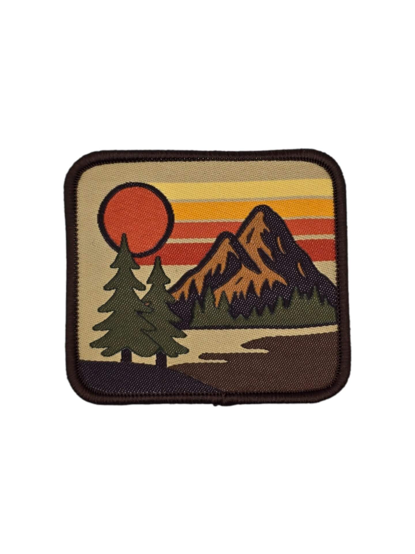 Retro Sunset Mountain Patch – Iron-On or Sew-On