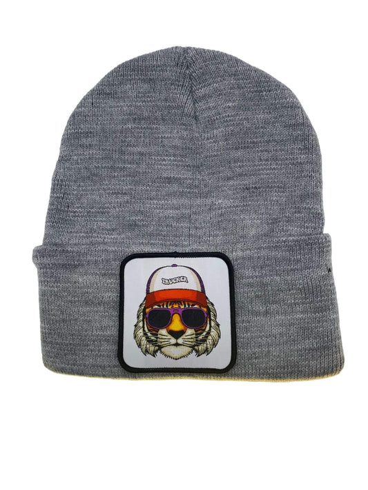 Tiger Beanie with Unique Trucker Patch Gift image 0