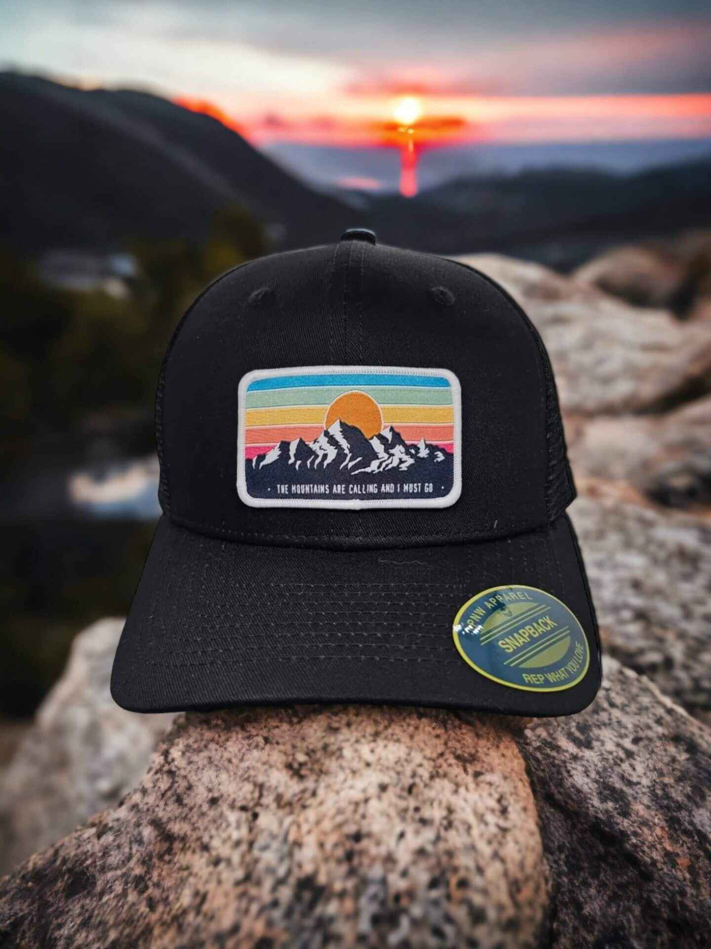 Mountains Trucker Hat with Vintage Style Patch