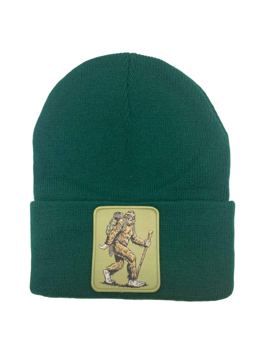Sasquatch Beanie with Hiking Bigfoot Patch - Outdoor Adventure Winter Hat for Nature Enthusiasts image 0