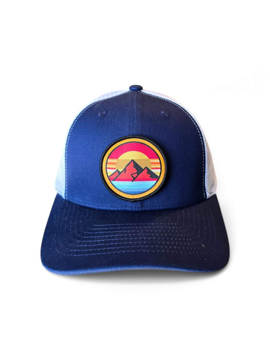Mountain Sunset Trucker Hat Vibrant Adventure Snapback image 0