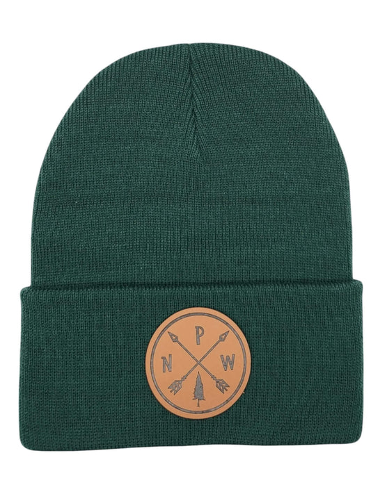 PNW Arrows Beanie With Leather Patch - Stylish PNW Arrows Beanie