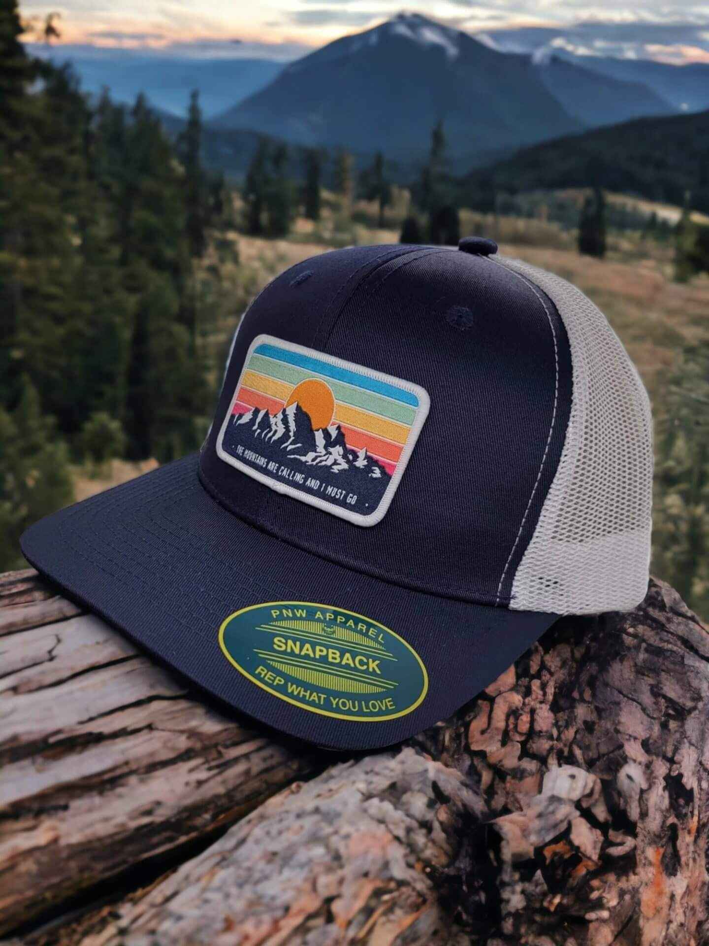 Mountains Trucker Hat with Vintage Style Patch