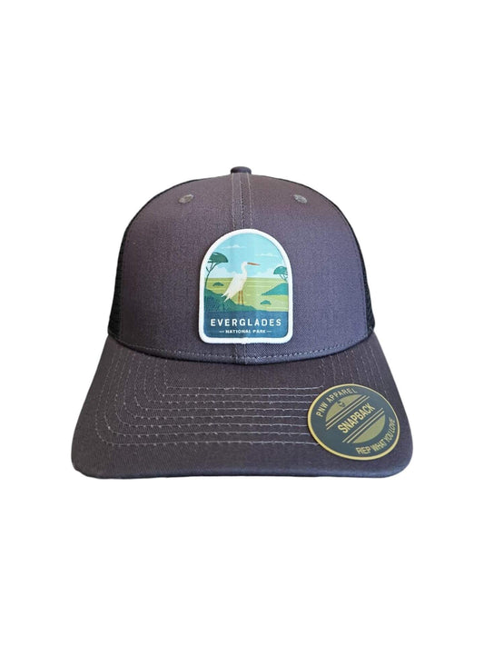 Everglades National Park Snapback Hat with Patch - Grey on Black Mesh image