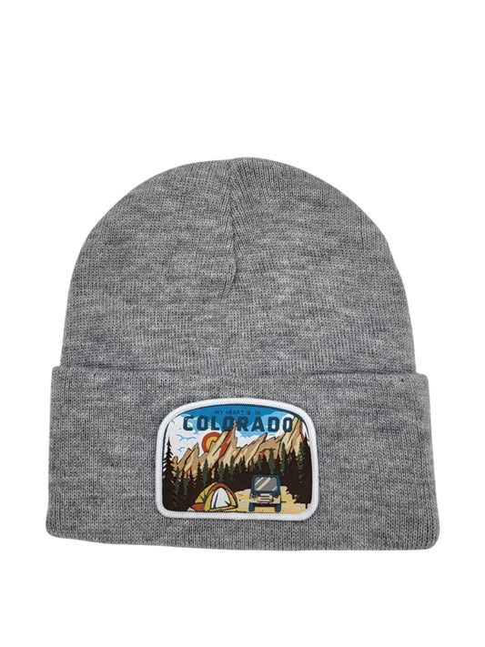 Colorado Beanie – Mountain Adventure Patch Knit Hat image 0