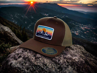 Vintage Mountains Trucker Hat with Retro Style Patch