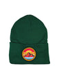 Mountain Sunset Beanie Cozy Knit Hat with Vintage Vibrant Patch