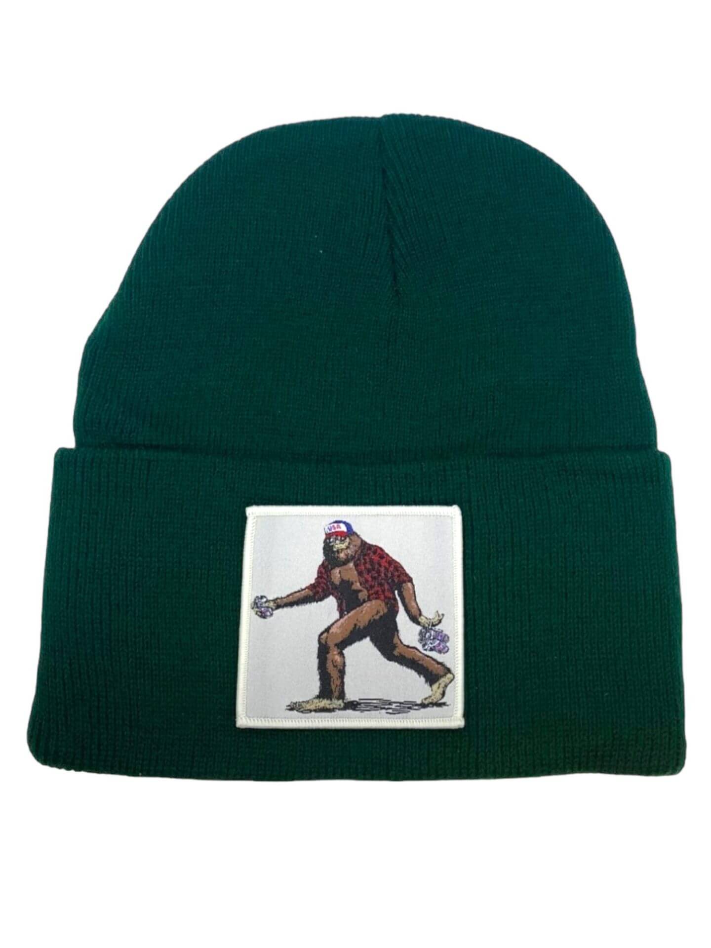 Sasquatch Beanie w/ Big Foot Patch - Forest Green image
