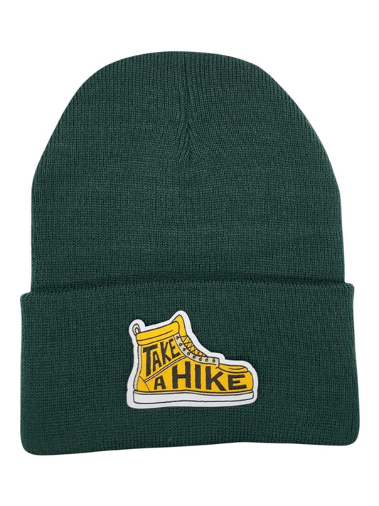 Outdoor Adventure 'Take a Hike' Patch Beanie - Cozy Knitted Hat for Nature Lovers & Hikers image 0