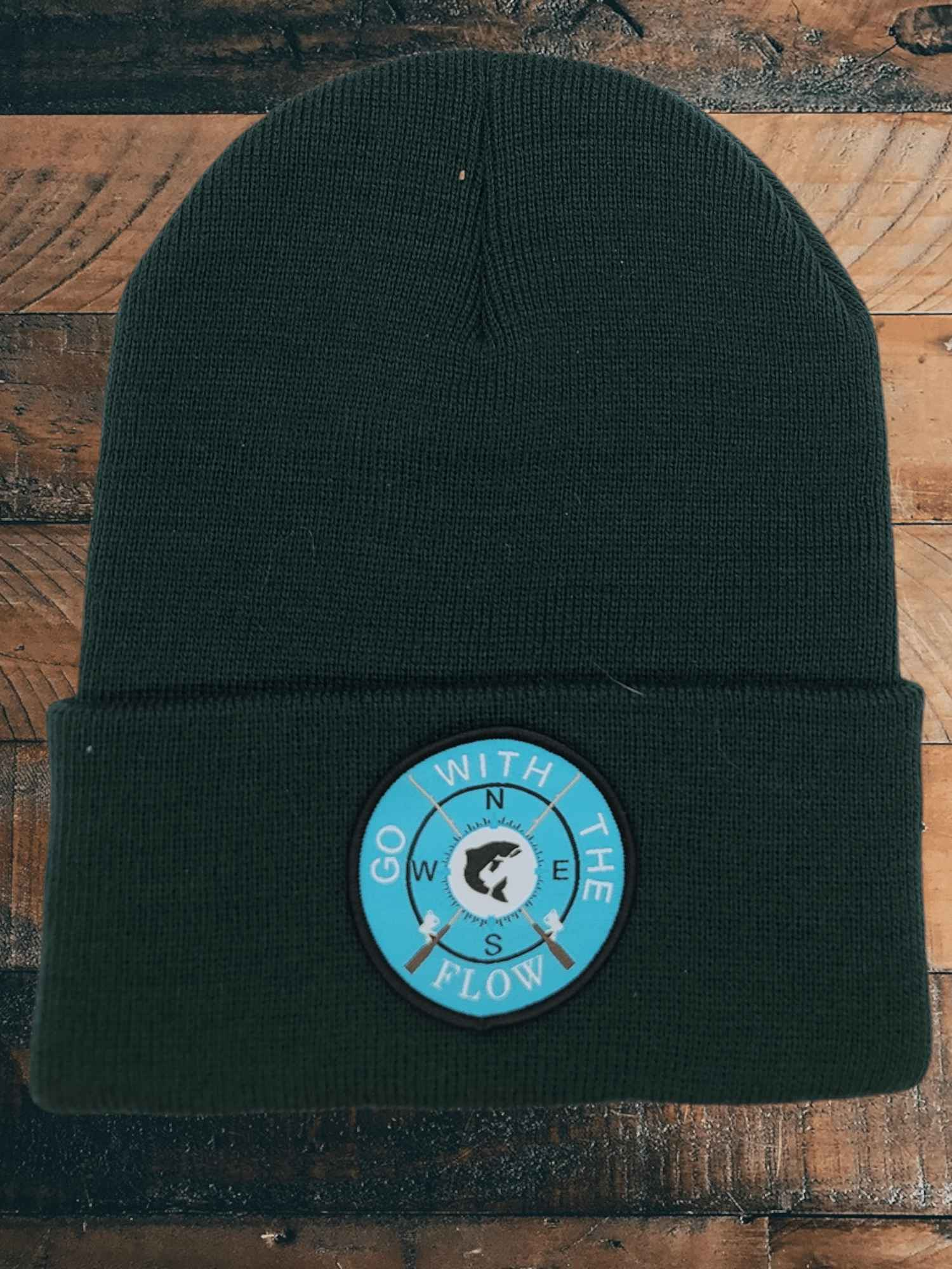 Go With the Flow Beanie – Compass Patch Knit Hat