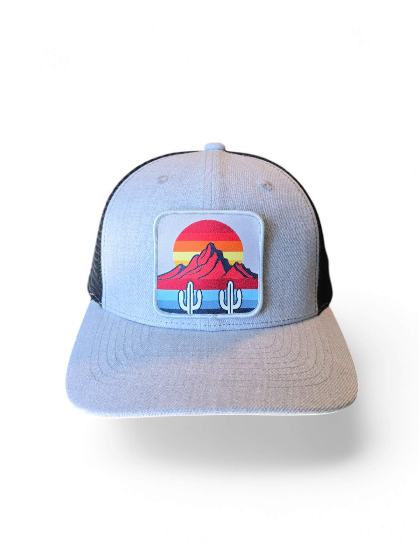 Desert Sunset Trucker Hat Cactus Mountain Snapback image 3
