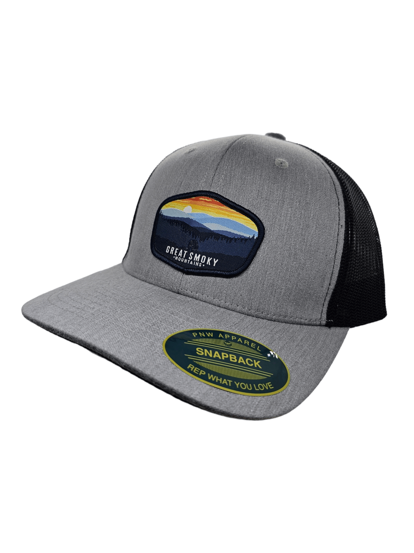 Great Smoky Mountains Trucker Hat - Heather Grey on Black image