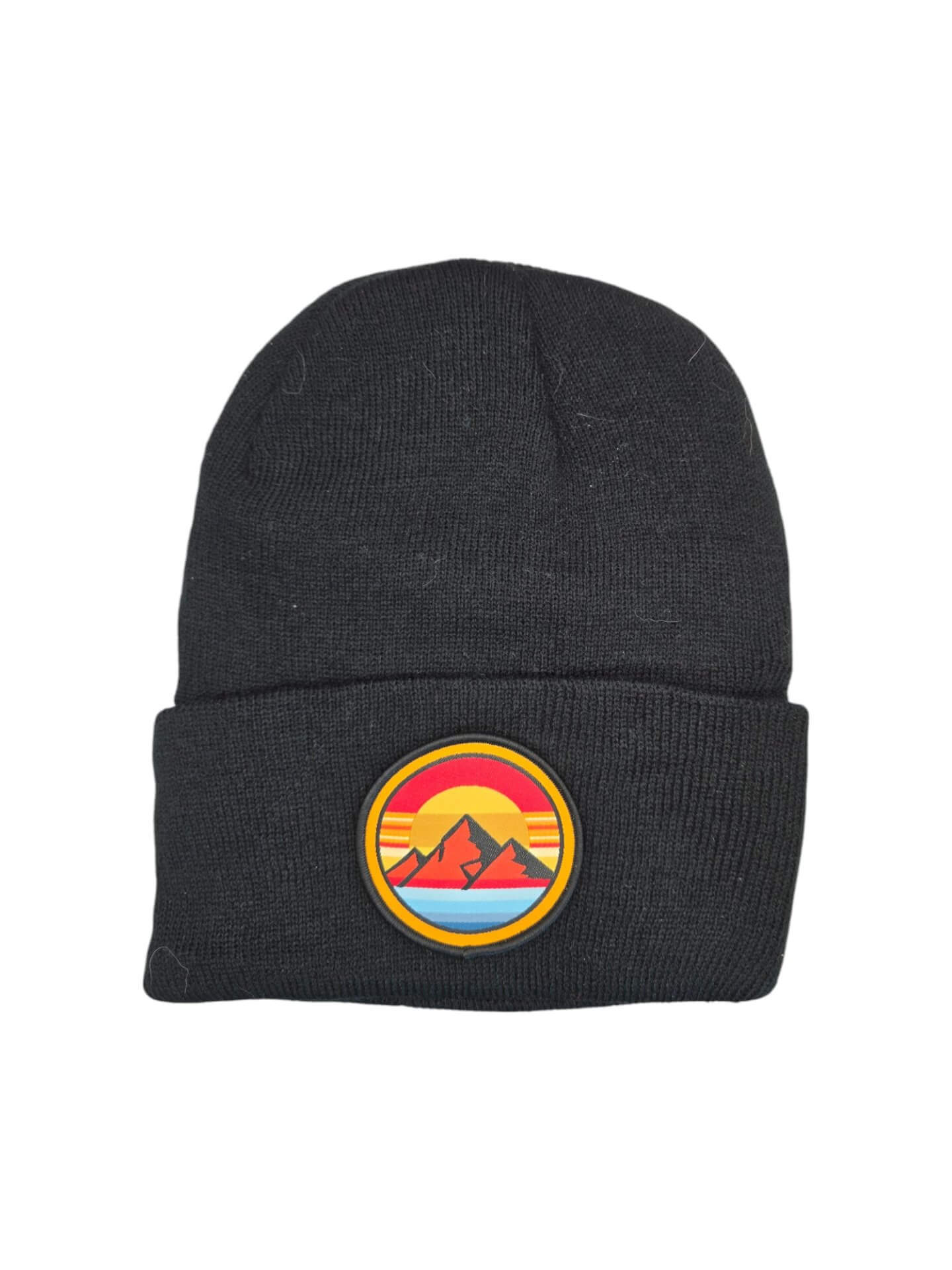 Mountain Sunset Beanie Cozy Knit Hat with Vintage Vibrant Patch image 2