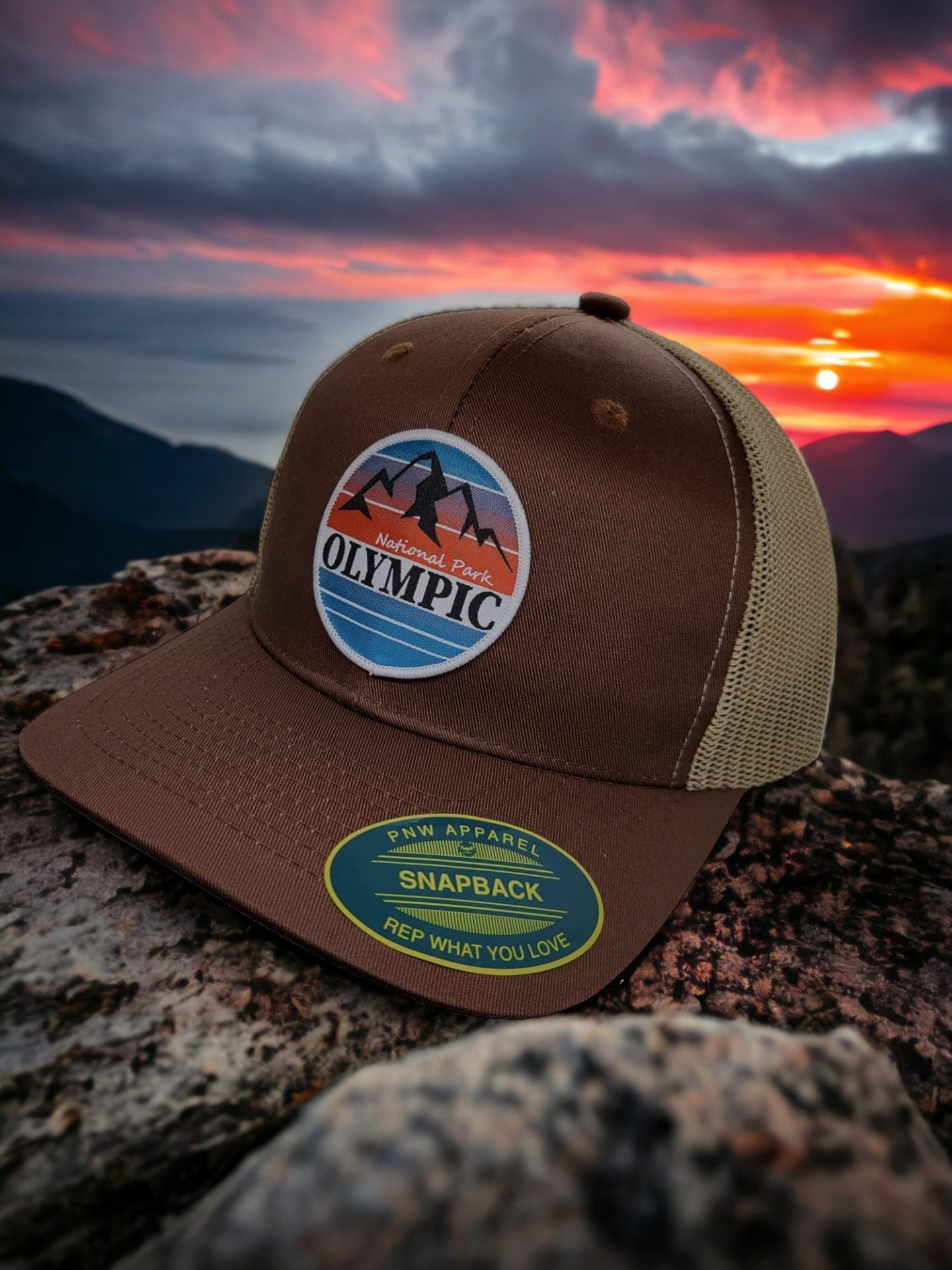 Olympic National Park Trucker Hat - Brown on Khaki image