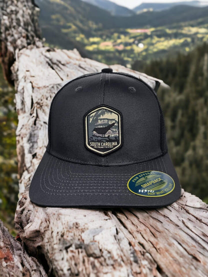 Palmetto State Casual Mesh Hat Unisex Gift - Grey on Black Mesh image