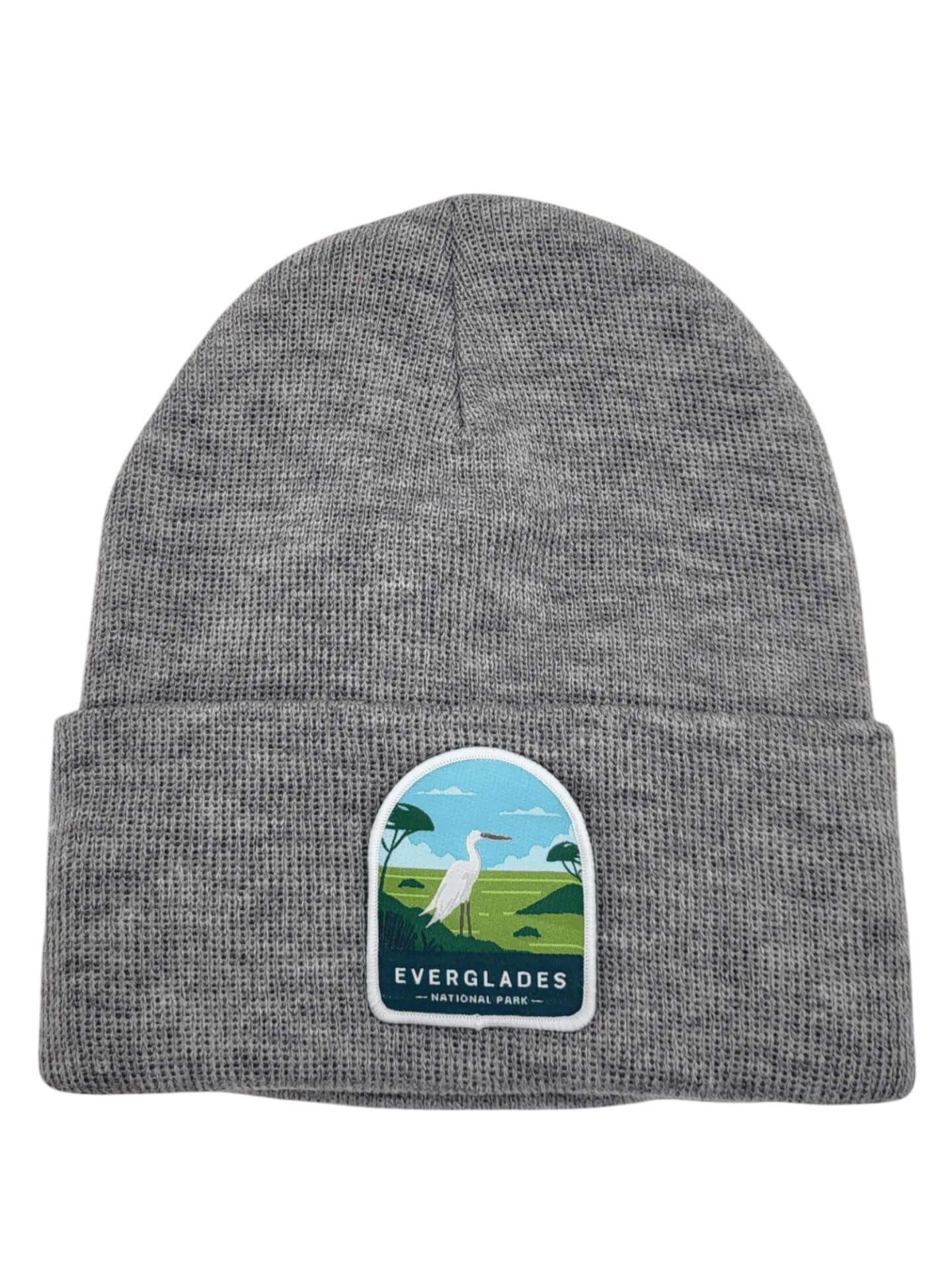 Everglades Beanie – Florida Wildlife Patch Knit Hat - Grey image