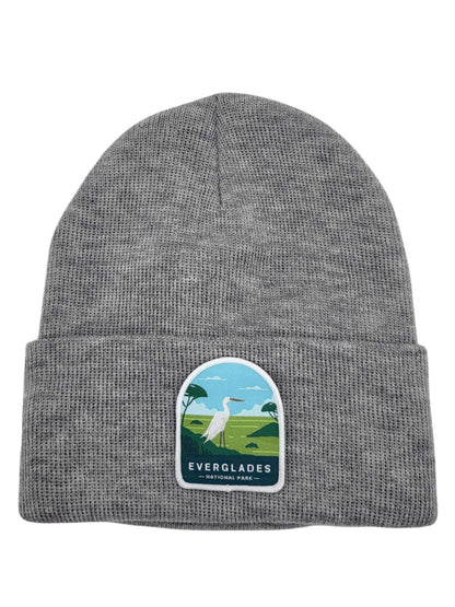 Everglades Beanie – Florida Wildlife Patch Knit Hat - Grey image
