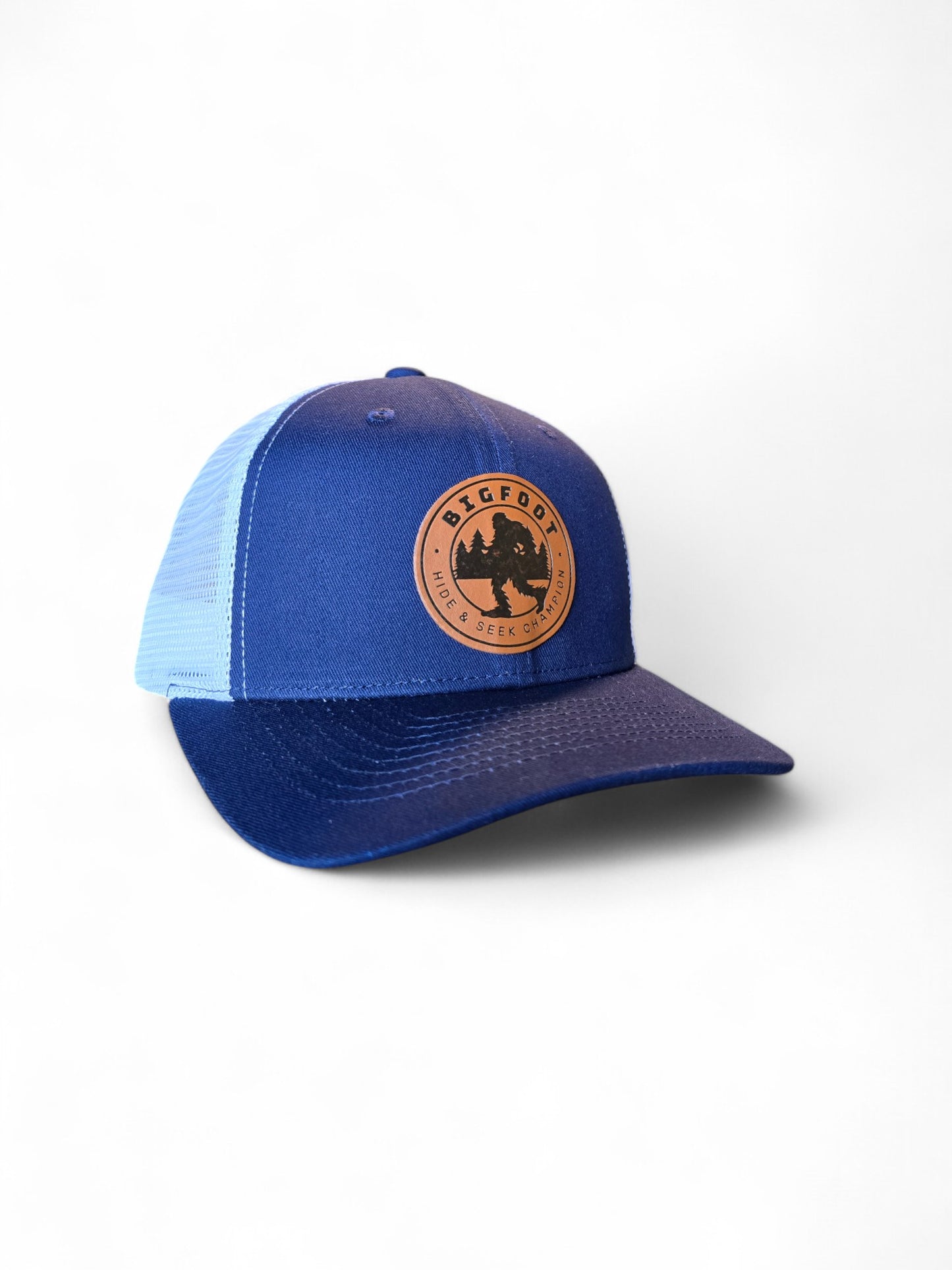 Sasquatch Trucker Hat – Hide and Seek Leather Patch Cap