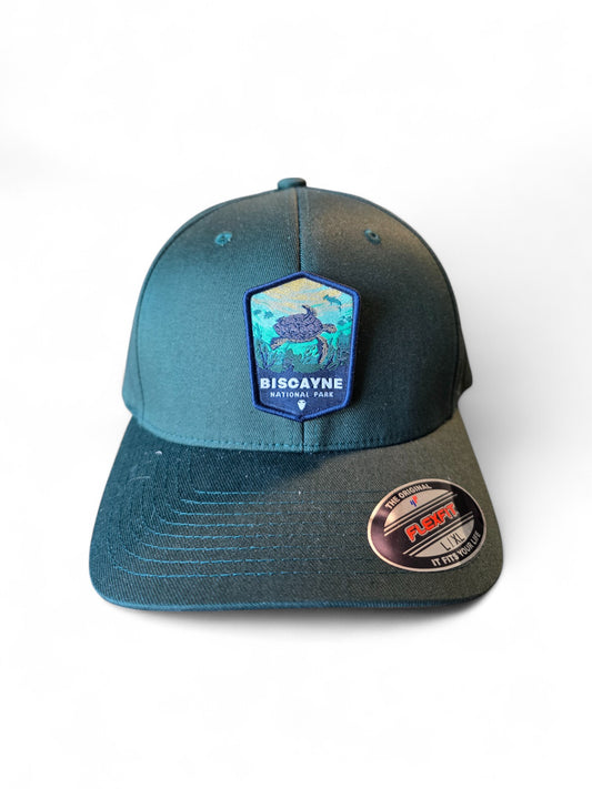 Biscayne National Park Flexfit Hat – Black Fitted Cap with Sea Turtle Patch