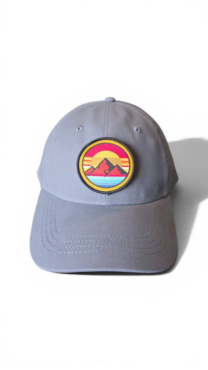 Retro Sunset Mountain Dad Hat - Vintage Horizon Patch Cap