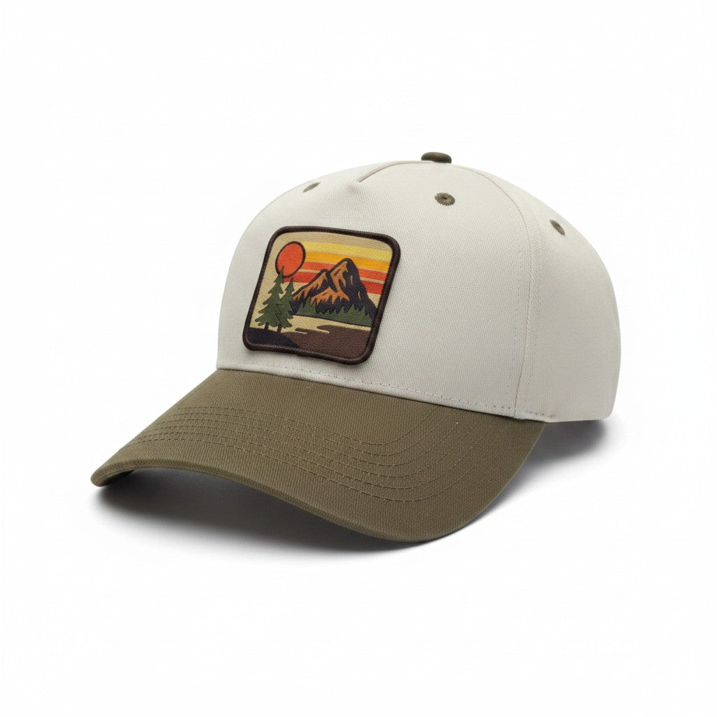 Vintage Mountain Sunset Two-Tone Patch Hat