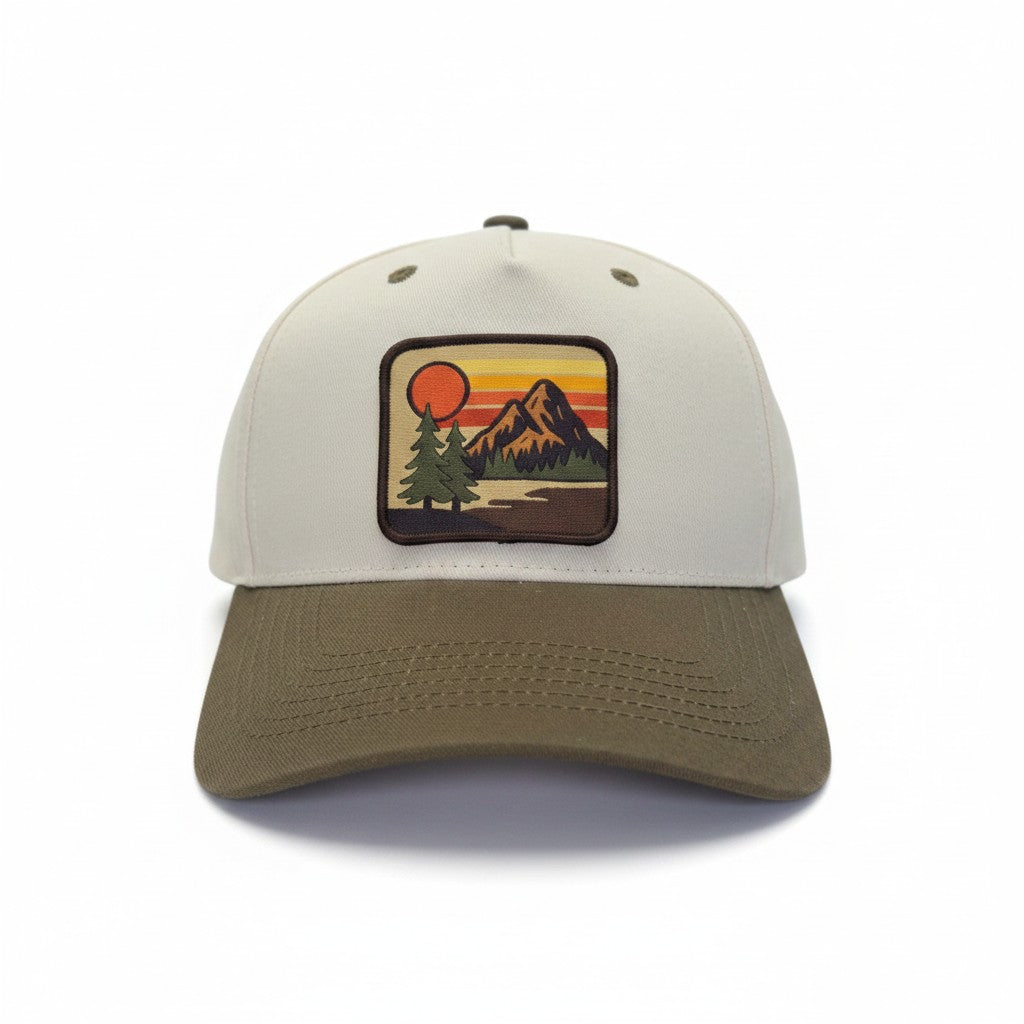 Vintage Mountain Sunset Two-Tone Patch Hat