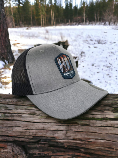 Sequoia Snapback Hat w/ National Park Woven Patch - Heather Grey on Black image