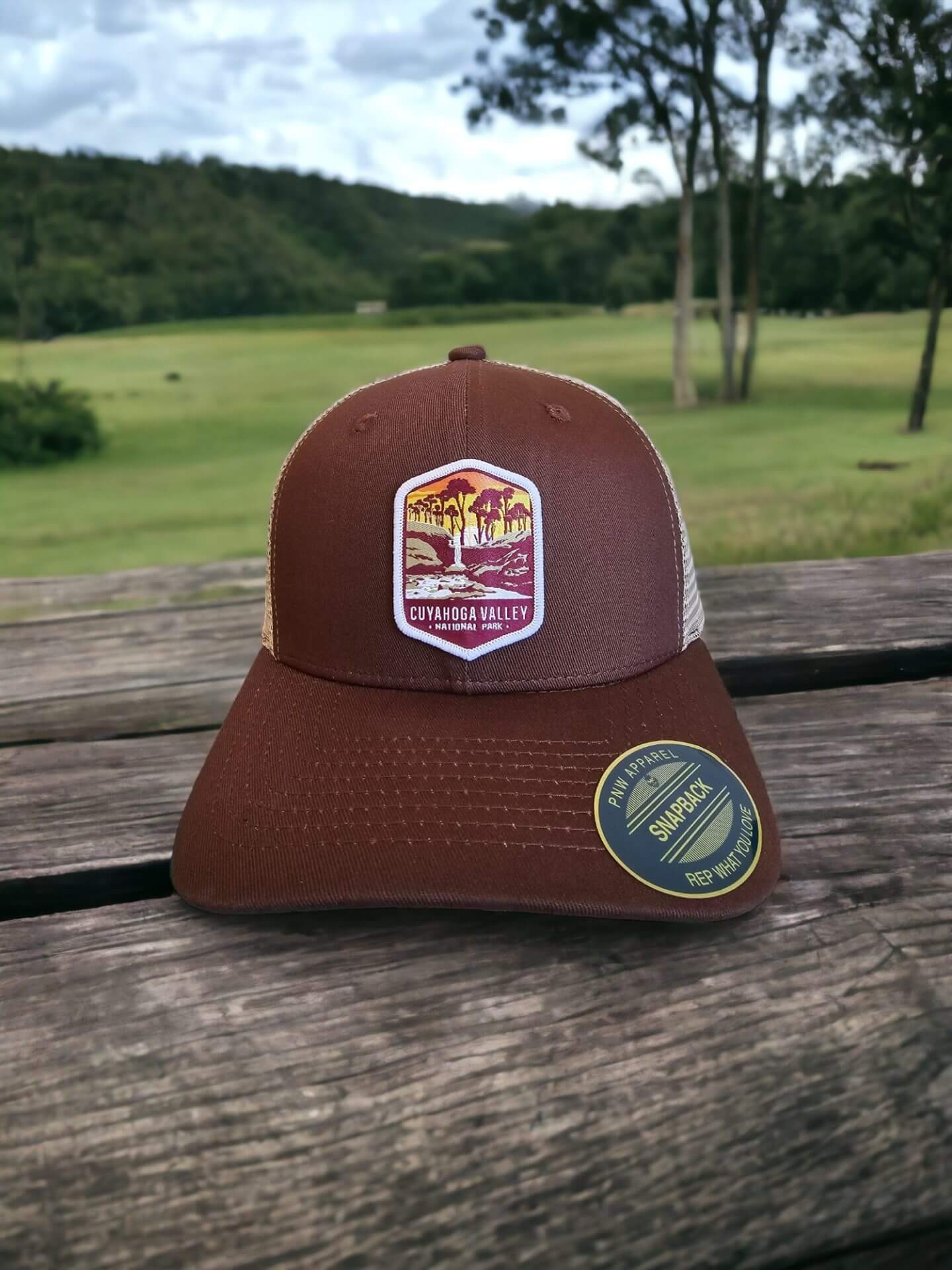 Cuyahoga Valley National Park Trucker Hat - Brown on Khaki image
