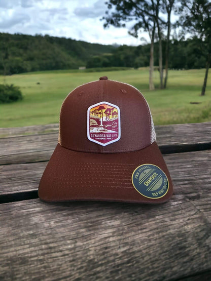 Cuyahoga Valley National Park Trucker Hat - Brown on Khaki image