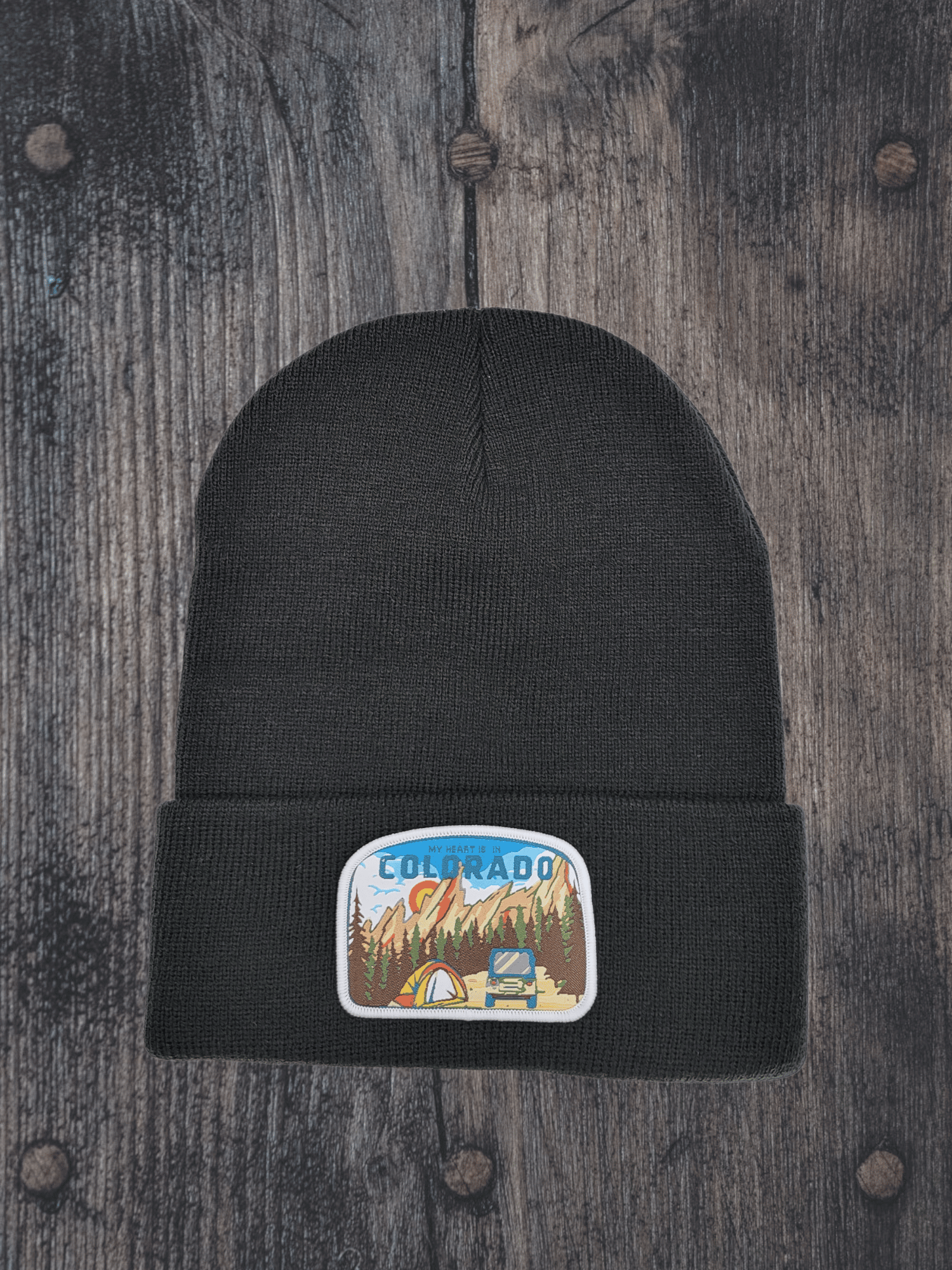 Colorado Beanie – Mountain Adventure Patch Knit Hat image 2