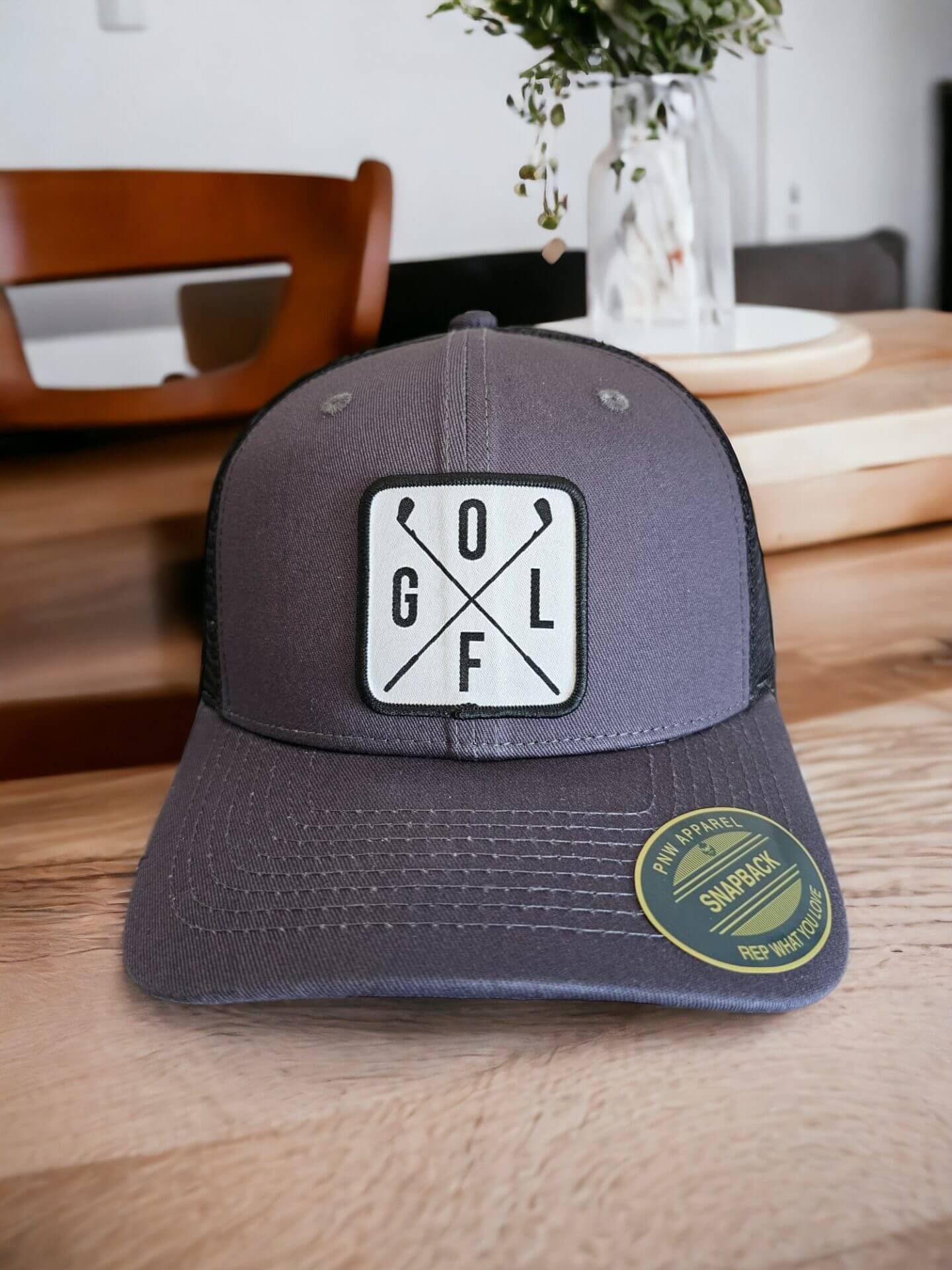 Golfing Hat Mesh Back Snapback with Golf Patch image 1