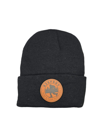 Sasquatch Beanie Big Foot Hide and Seek Champion Leather Patch - Black image