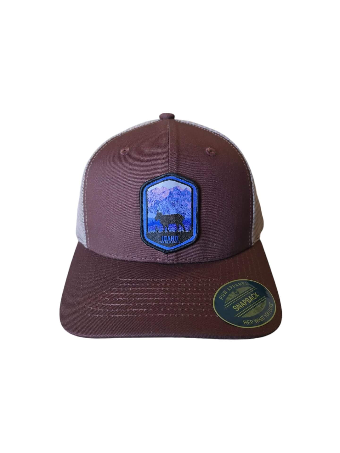 Idaho Trucker Hat Mesh Back Snapback - Brown on Khaki image