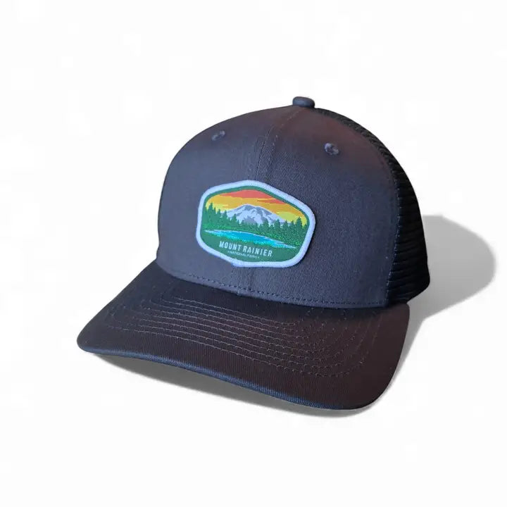 Mount Rainier National Park Snapback Hat - Embroidered Trucker Cap for Men
