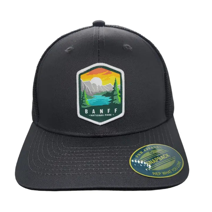 Banff National Park Snapback Trucker Hat | Embroidered Patch Cap
