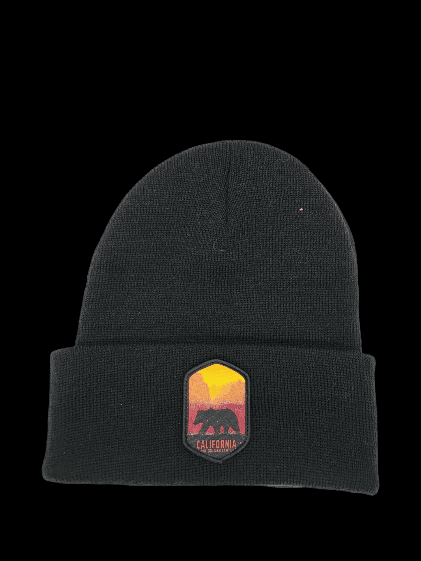 California Beanie with State Patch - Cozy Winter Headwear for Outdoor Adventures - Black image