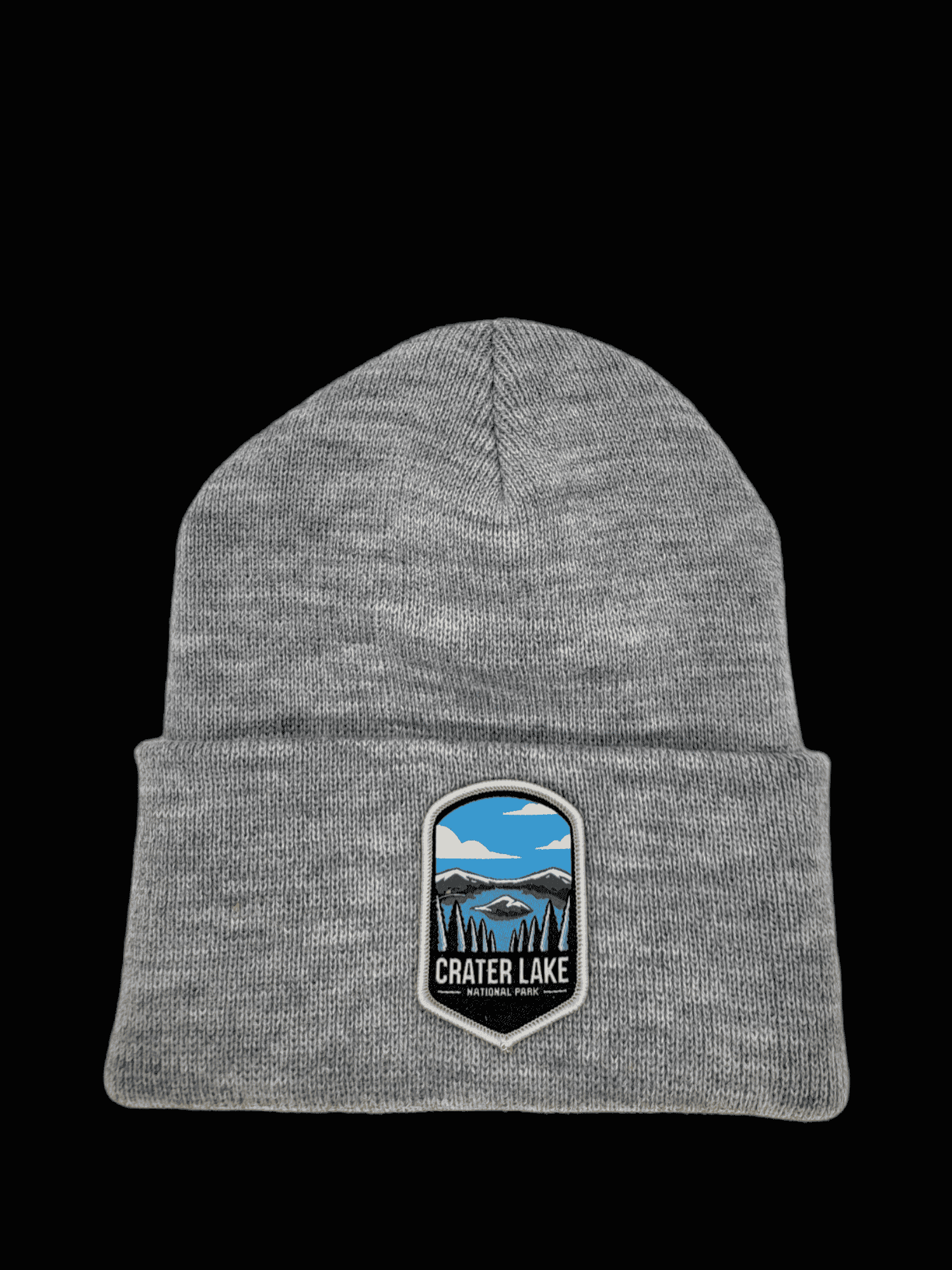 Crater Lake Beanie – National Park Woven Patch Hat - Grey image