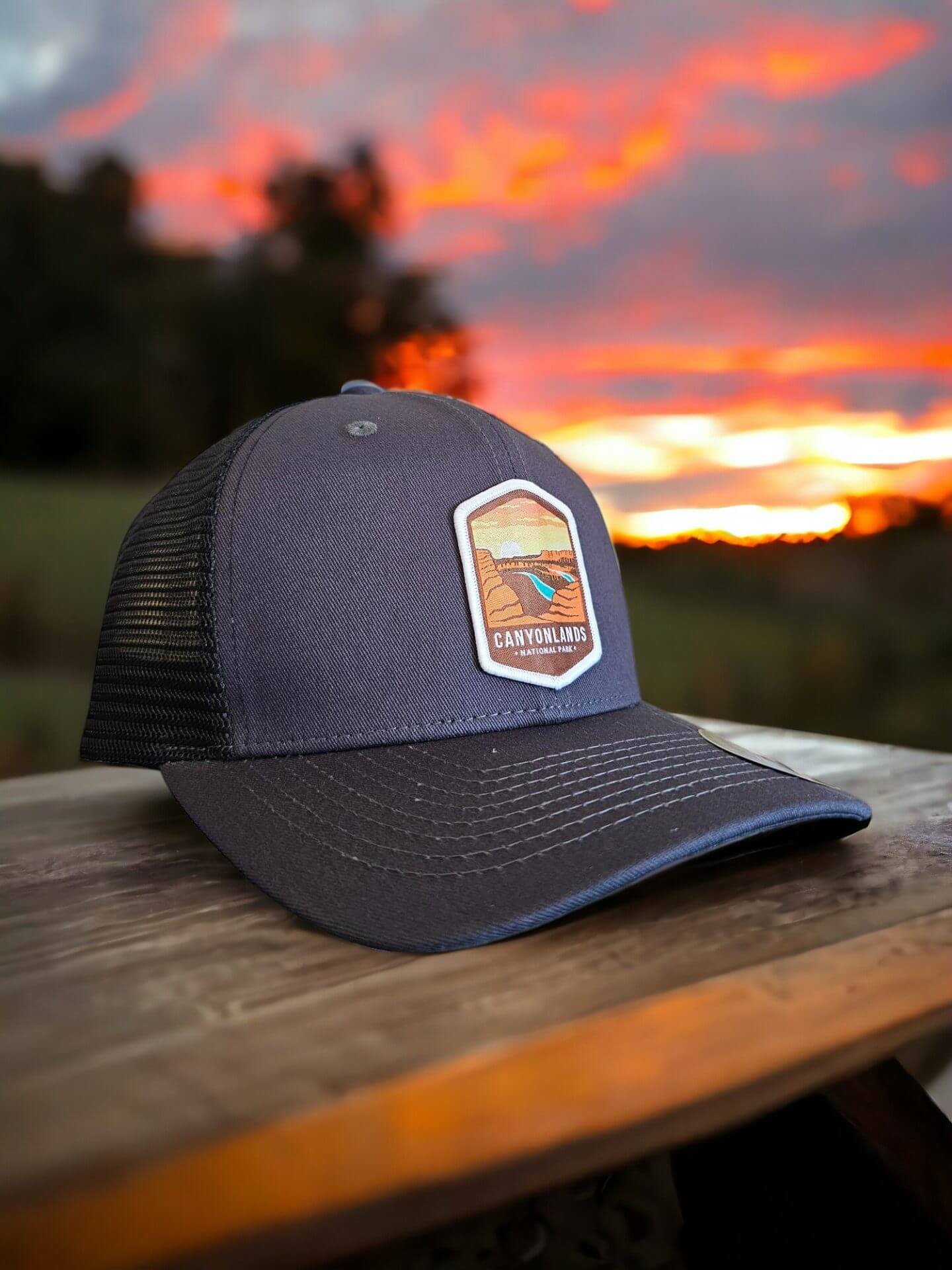 Canyonlands National Park Trucker Hat - Grey on Black Mesh image
