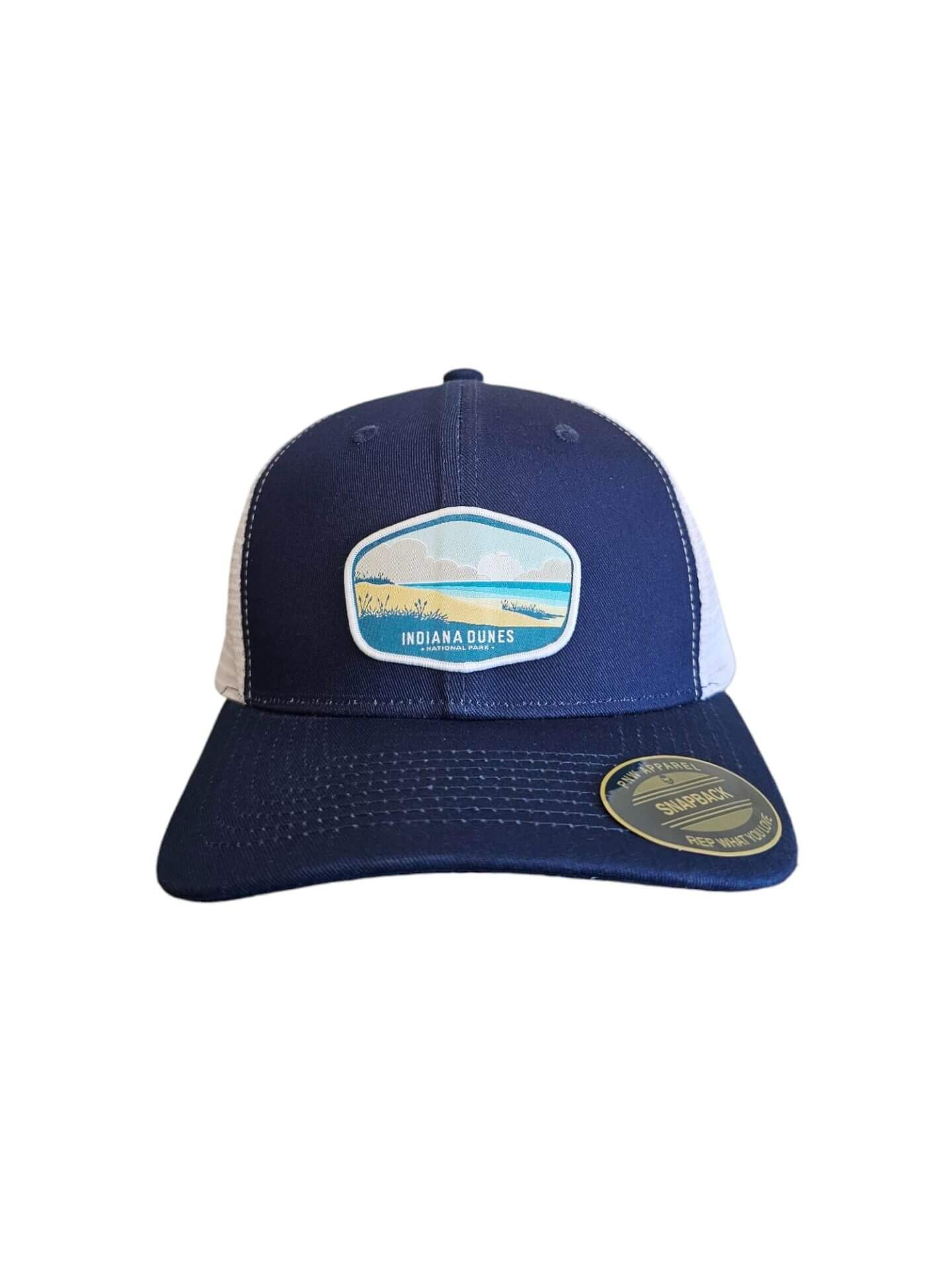 Indiana Dunes National Park Hat - Navy Blue on White Mesh image