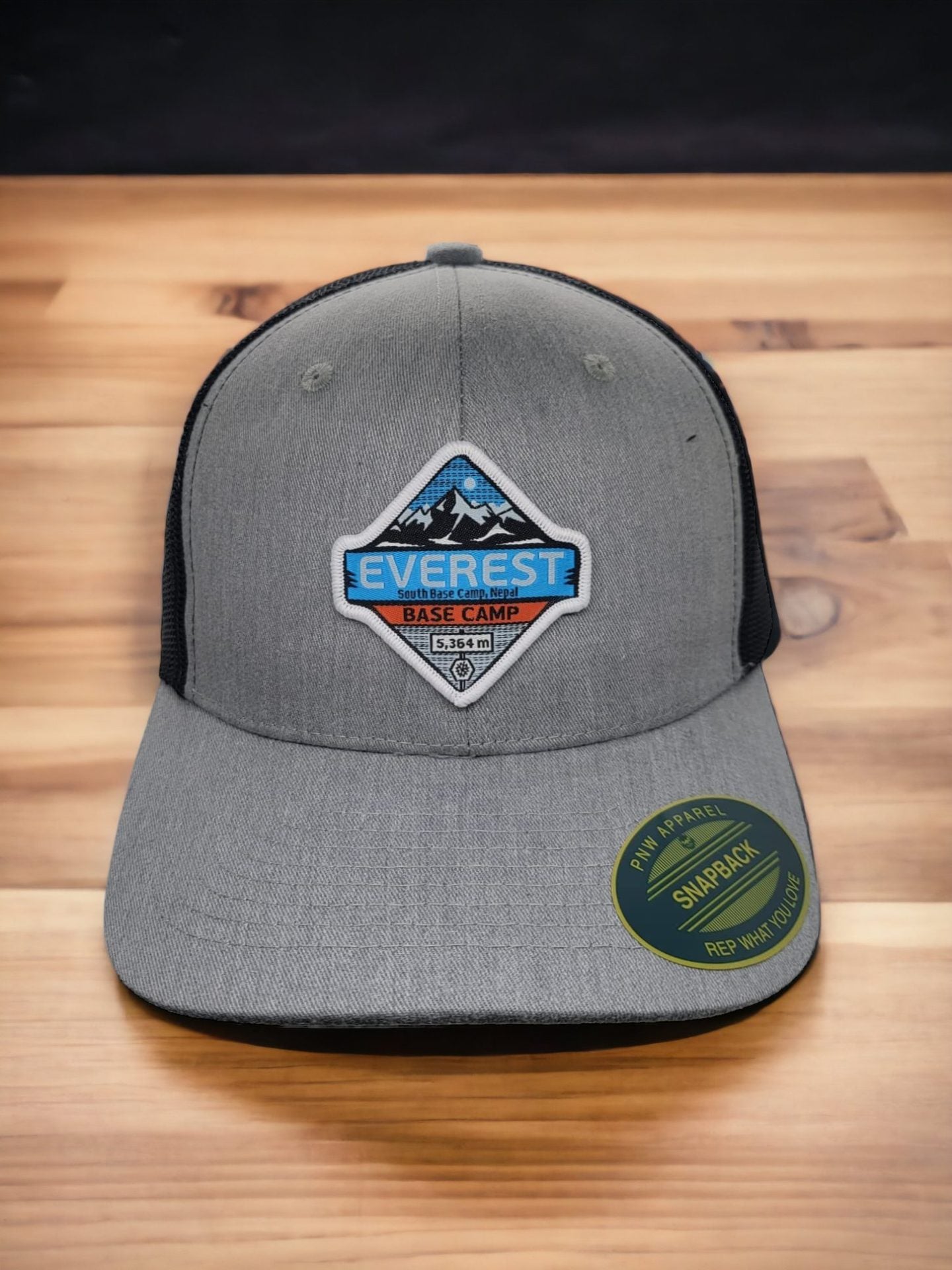 Everest Trucker Hat with Patch - Heather Grey on Black image