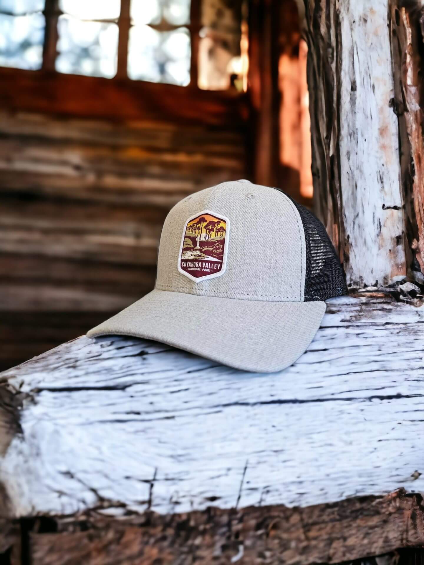 Cuyahoga Valley National Park Trucker Hat - Heather Grey on Black image