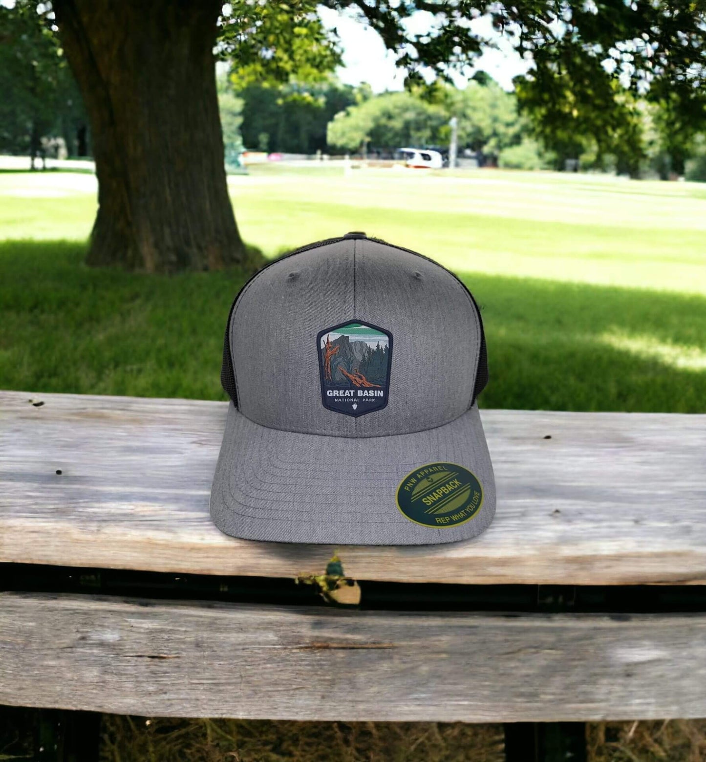 Great Basin National Park Mesh Snapback Cap for Outdoor Lovers - Heather Grey on Black image