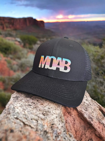 Moab Trucker Hat with National Park Patch - Black on Black Mesh image