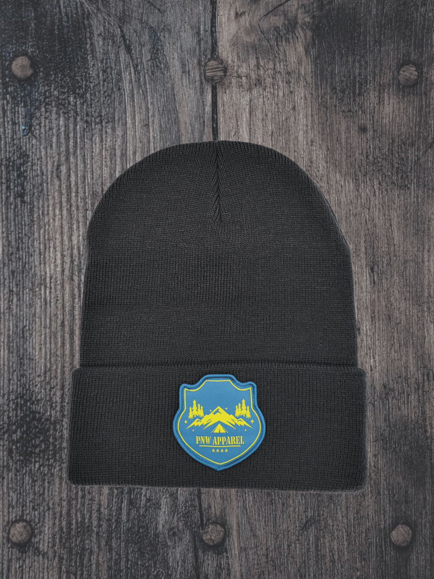 Pacific Northwest Beanie – Adventure Patch Cap - Black image