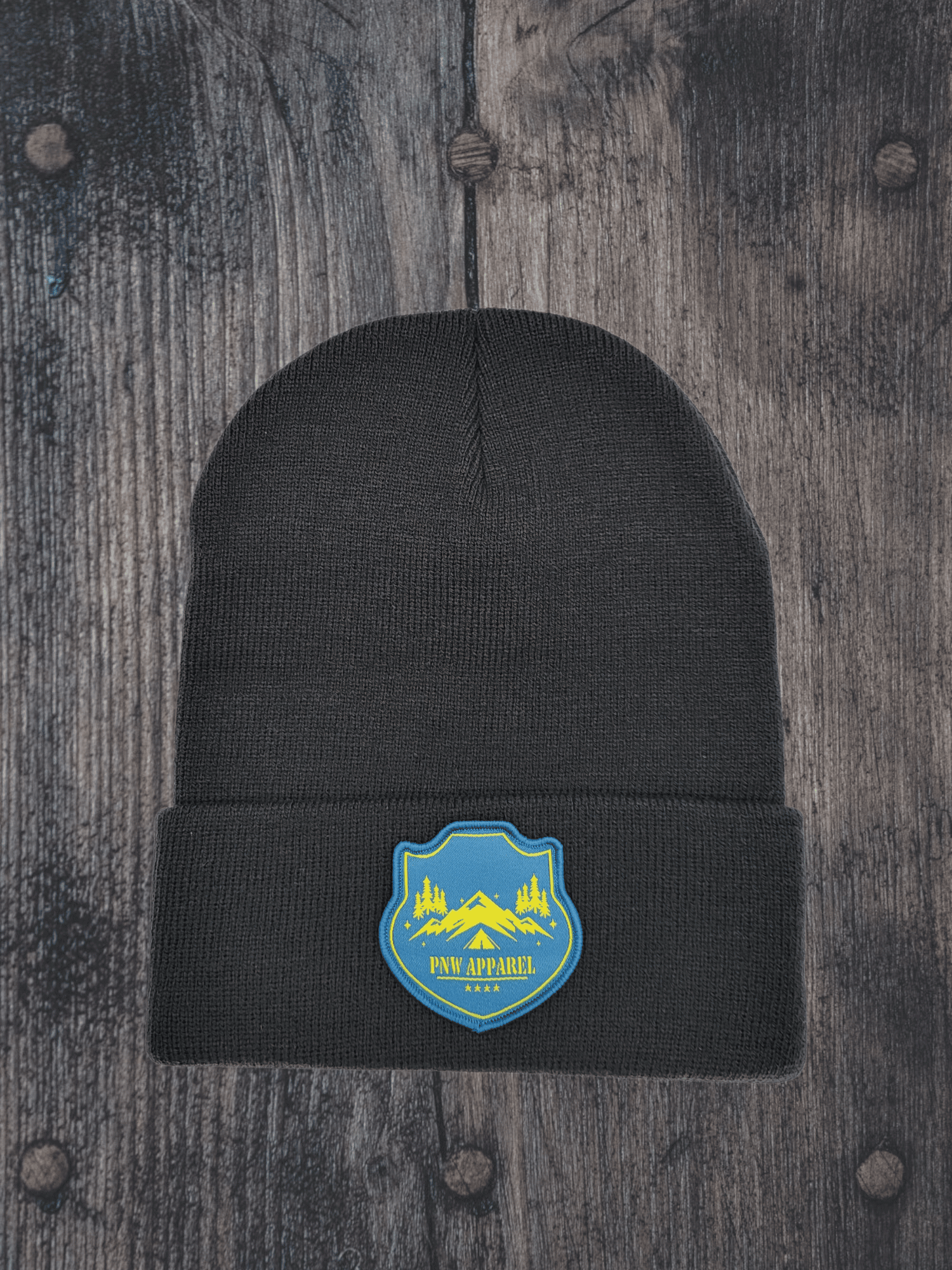 Pacific Northwest Beanie – Adventure Patch Cap - Black image
