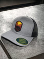 Cali Mesh Back Trucker Baseball Cap with Patch - Heather Grey on Black image
