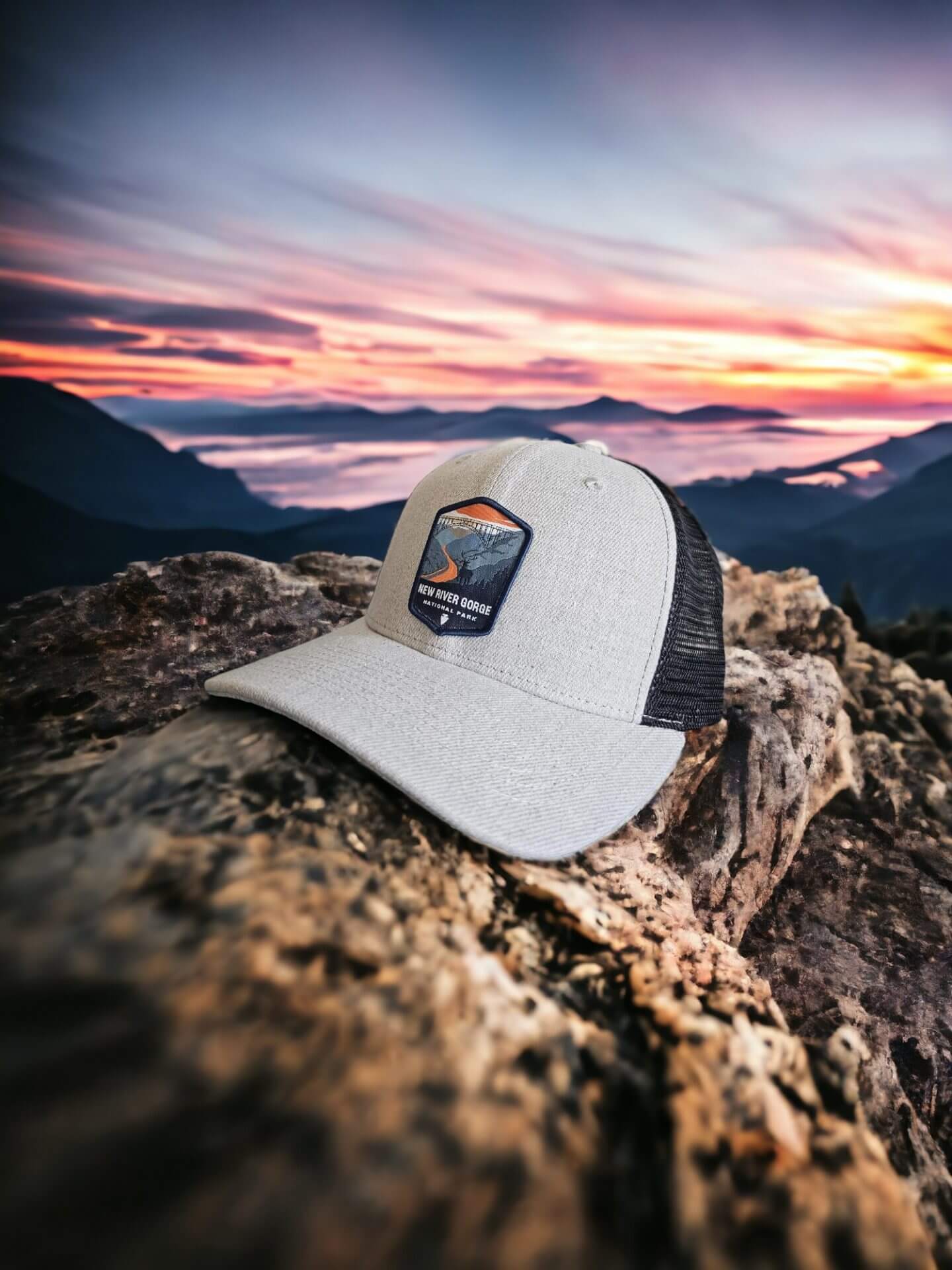 New River Gorge National Park Trucker Hat - Heather Grey on Black image